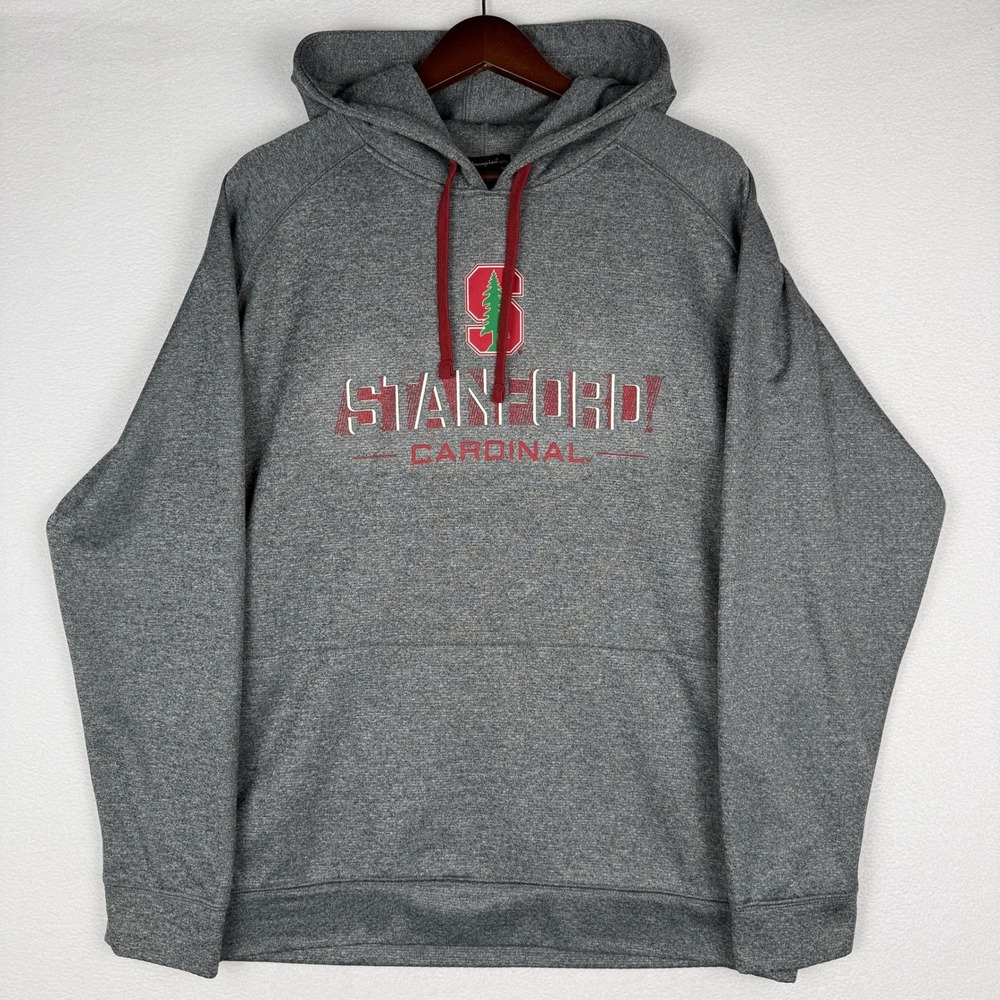 Stanford Cardinal Champion Elite Hoodie Mens Large Gray Performance Pullover